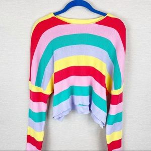 HONEY PUNCH Bold Stripe Oversized Crop Sweater NWT